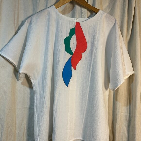Vintage 80's GW Division of Graff White LADIES TOP SZ L Bold Abstract Design - Picture 1 of 7